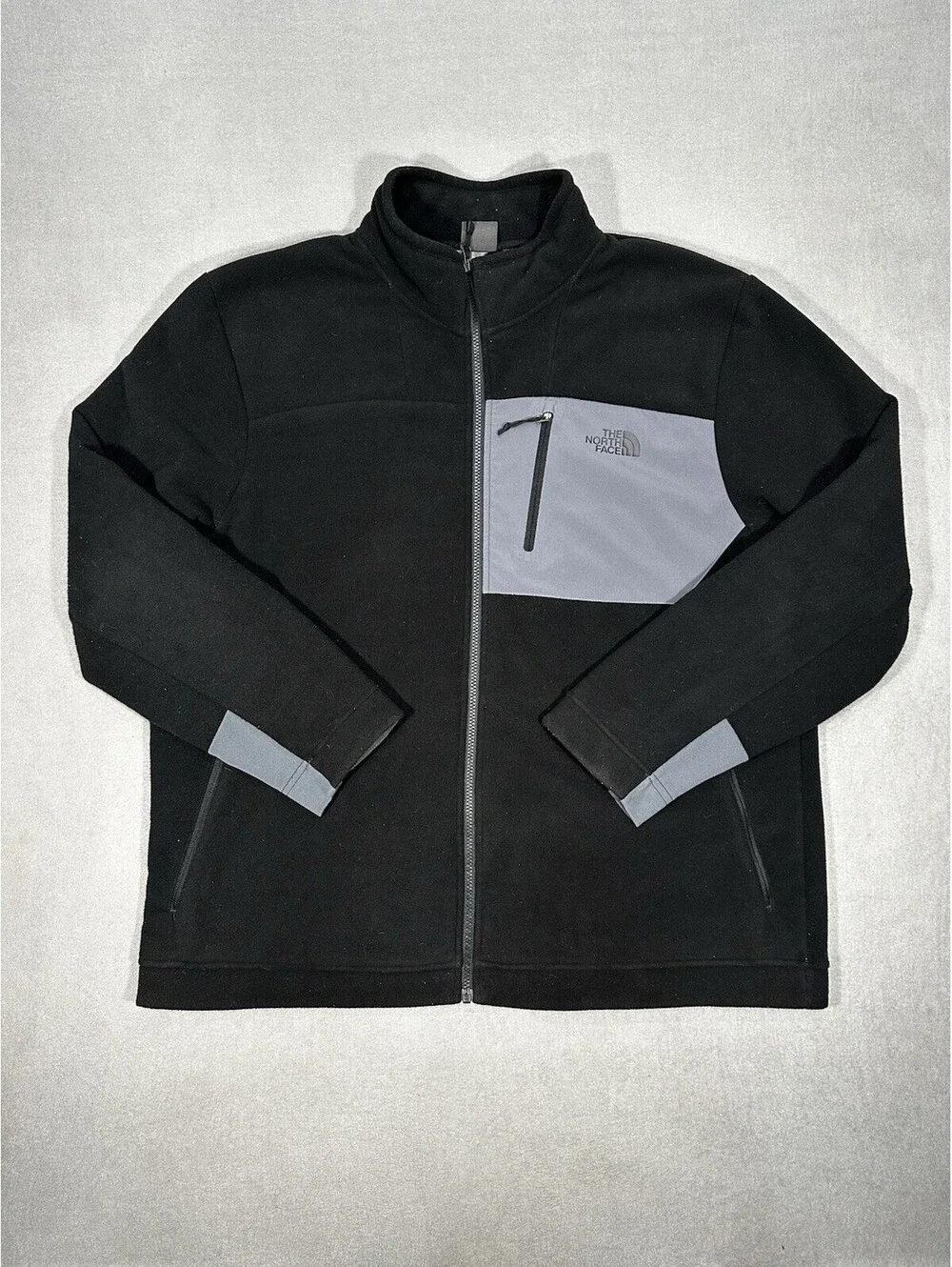 The North Face Men’s XXL Full Zip Fleece Jacket Black Gray Soft Shell